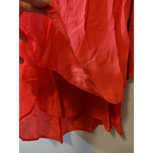 Womens Cristina B. Red V-Neck Top Linen-like Texture Long Sleeve Lagenlook M - Picture 9 of 11